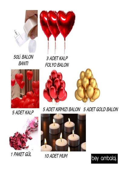 BEY AMBALAJ 14 Şubat Sevgililer Günü Romantik Oda Mekan Süsleme Özel Gün Yıld...