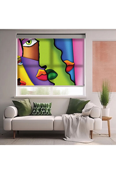 Bright Cover Πολύχρωμες Εικονογραφήσεις Προσώπων Τυπωμένες Κουρτίνες - Κουρτί...