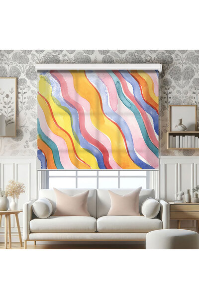 AD Home Κυματιστές Πολύχρωμες Τυπωμένες Κουρτίνες Σκίασης - Τυπωμένη Κουρτίνα...