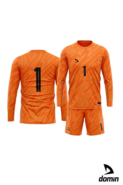 DOMİN SPOR Erkek Uzun Kollu Turuncu Kaleci Forması Goalkeeper Jersey Gk Qapıçı Forması Dmnf5587