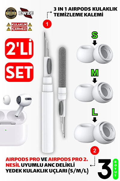 EWEC Pro ve Pro 2.Nesil Uyumlu Anc Delikli Silikon Kulaklık Uçlar (S,M,L) ve ...