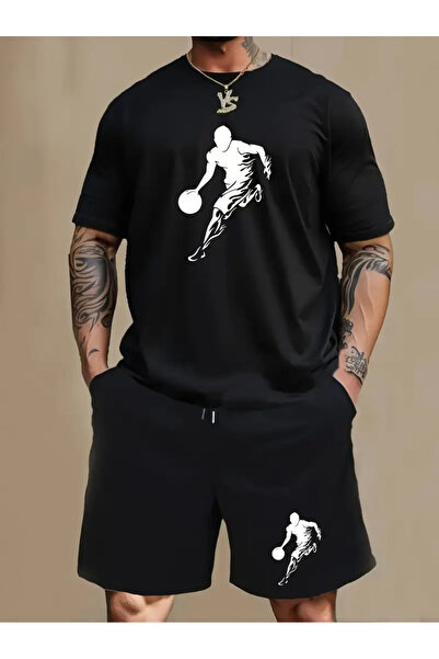 Frisson Set de îmbrăcăminte sport pentru bărbați cu tematică baschet, 2 piese...