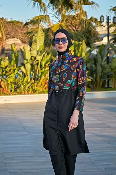 Remsa Mayo Remsa Paraşüt Fully Covered Hijab Costume de baie Feather Leaf 2113 Funda