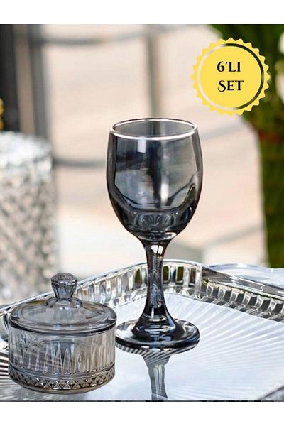 ENYAZA(2024) Set of 12 Luxury Smoked Coffee Glasses and Turkish Delights - 6 Turkish Delights / 6 Glasses