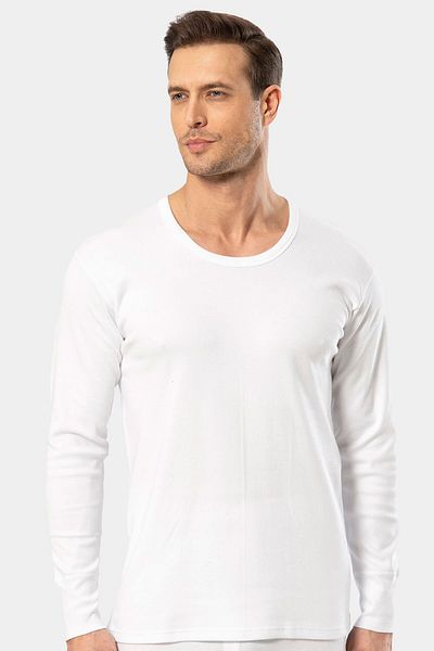 TÜREN Türen Men's Interlock Long Sleeve Undershirt 116/White