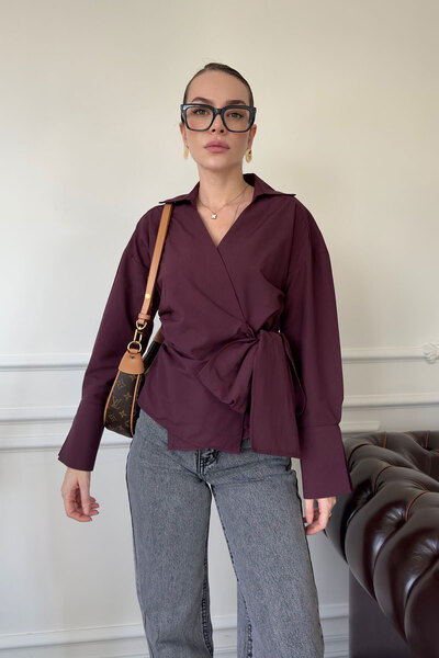 MAGARDE Košile s popelínovou kravatou - CLARET ČERVENÁ