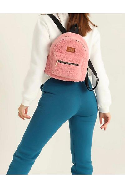 POLEX Women's Daily Stylish Plush Pink Mini Backpack Modern and Cute Design 30X30(Yxg)