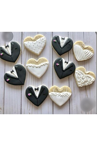 MY ANGEL HOME 20' Lİ Kalp Gelin Ve Damat Kurabiyeleri Tereyağlı Zencefilli Tarçınlı Limonlu