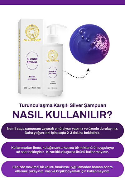 Glam More Silver Shampoo 500 ml Anti Yellow Şampuan