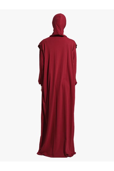 DAKKA KADİMA Namaz Dress 100% Cotton One Piece Burgundy