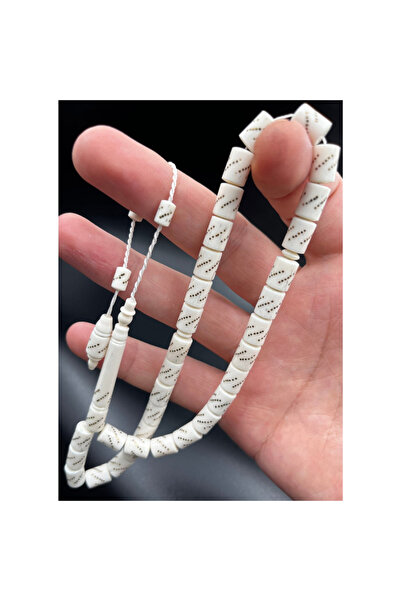 gifttime Kişiye Özel Kutulu Deve Kemiği Tesbih Beyaz Silindir Model