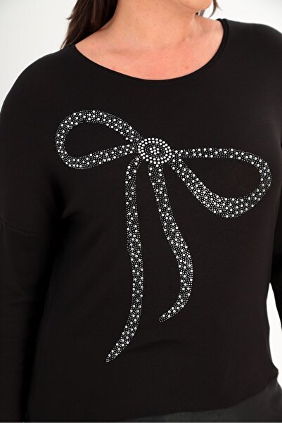 Esina Women's Strawberry Knitted Stone and Leather Detailed Blouse