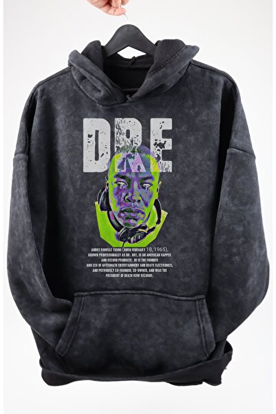 Fuddy Moda Hanorac cu glugă oversize cu imprimeu Dr. Dre - Hanorac unisex cu tematică rapper, lavabil