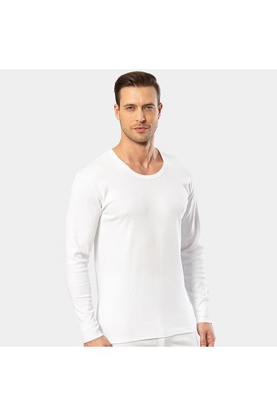 TÜREN Türen Men's Interlock Long Sleeve Undershirt 116/White