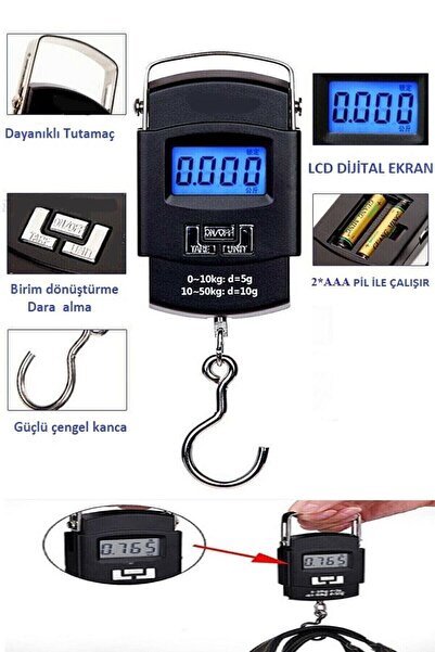 BSSM Elektronik Dijital El Kantarı 50 Kg Terazi Tartı 10 Gr Hassasiyet