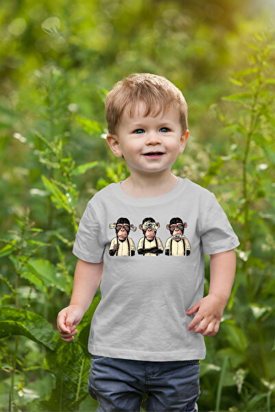 oneagılyazı Παιδικό μπλουζάκι με στάμπα 3 Monkeys σε μεγάλο μέγεθος