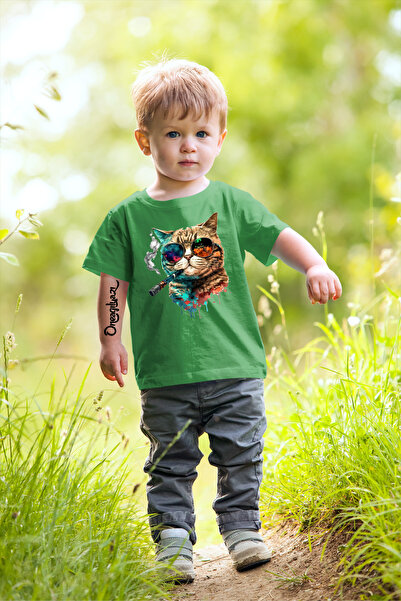 oneagılyazı Παιδικό μπλουζάκι με στάμπα γάτας, oversized