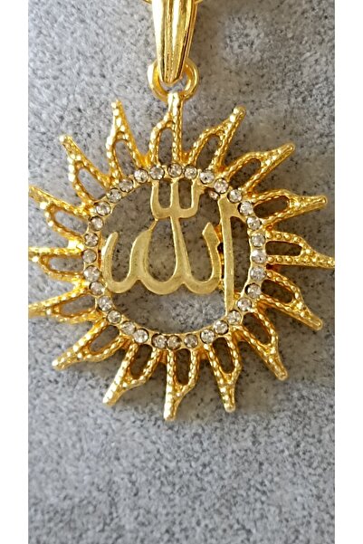 NETİCE ÖYLEK 22 ayar altın kaplama ALLAH yazılı  zirkon taşlı güneş simgeli k...