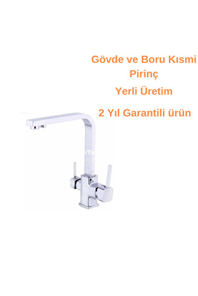 FAUMIX Square Model Complete Brass Material Heavy Material Purified 3 Way Kitchen Faucet