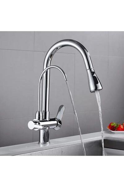 FAUMIX صنبور المطبخ الحلزوني المطلي بالكروم، صنبور المطبخ الحلزوني المنقى ثلا...