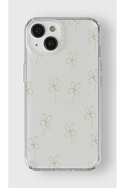 moonset Iphone 15 Uyumlu Yonca Tasarımlı Baskılı Şeffaf Telefon Kılıfı