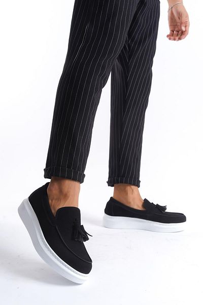 aradimtaradim Slw154 Blaze Laceless Tasseled Suede Men's Casual Sports Classic Shoes Sbt - Black