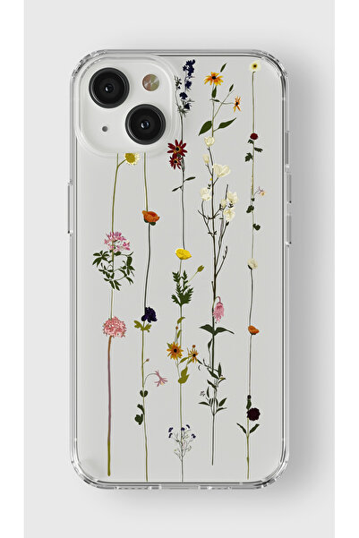 moonset Iphone 15 Plus Uyumlu Çiçekler Tasarımlı Baskılı Şeffaf Telefon Kılıfı