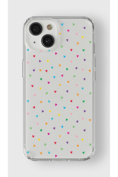 moonset Iphone 13 Mini Uyumlu Minik Kalpler Tasarımlı Baskılı Şeffaf Telefon ...