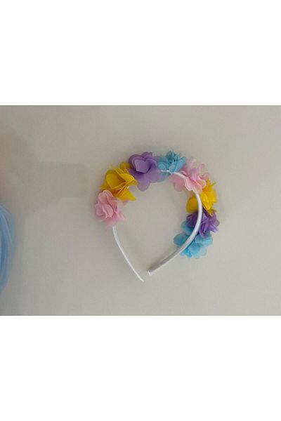 Sare Çocuk Giyim Girl's Colorful Tutu Fluffy Princess Skirt Bracelet and Crown Set of 3 (1-8 Years)