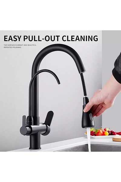 FLEKO Spiral Purified Kitchen Faucet Matte Black Sink Faucet