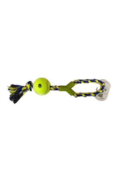 Markapet Blue Knotted Y Shaped Tennis Ball Dog Toy - 7-37 cm