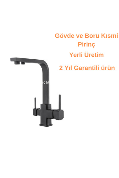 FAUMIX Kare Model Komple Pirinç Malzeme Ağır Malzemeli Arıtmalı 3 Yollu Mutfa...