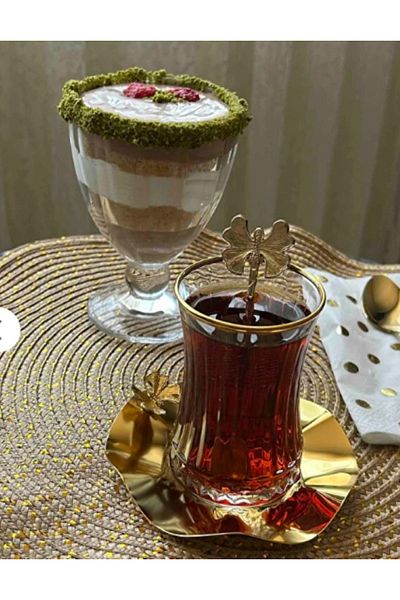 MELHOME ملعقة شاي وقهوة على شكل فراشة مطلية بالذهب - مجموعة من 6 قطع