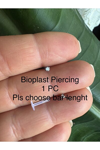 Bylin Zirkon Taşlı Bioplast Piercing-Labret, Helix, Tragus, Helix Foward, Fla...