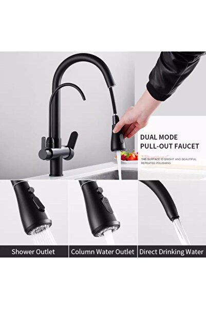 FLEKO Spiral Purified Kitchen Faucet Matte Black Sink Faucet