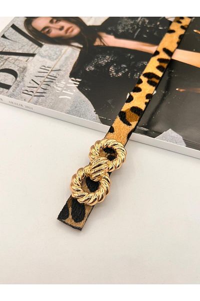 MODAM HİFA Γυναικεία ζώνη Leopard Gold Buckle Ζώνη παντελονιού Ζώνη φόρεμα Ζώνη πουκάμισο Ζώνη παλτό