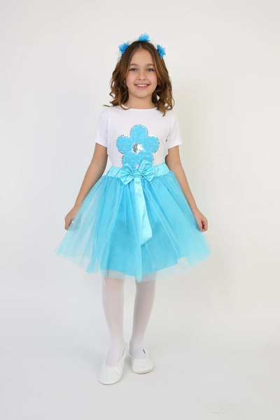 NOBLE STORE Κοριτσίστικο μπλουζάκι με παγιέτες λουλούδι Ροζ Tutu Σετ φούστας ...