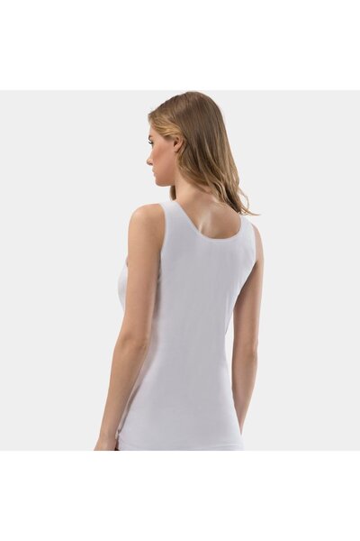 TÜREN Women's Lace Detailed Strappy Camisole 2-Piece Cotton Undershirt 206/White