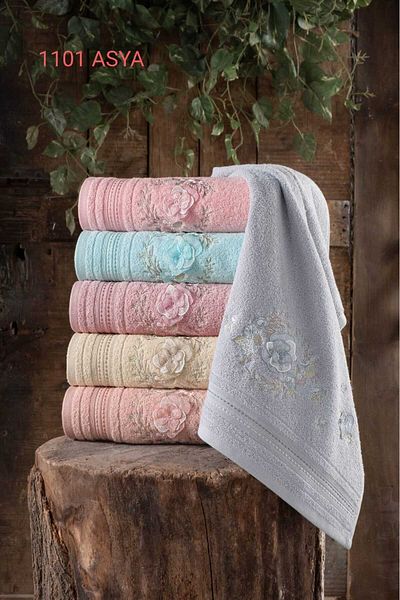 Fiesta 30X50 cm and 50X90 cm Mother and Daughter 3D Embroidered 100% Curl Assortment 12 Pieces Towels