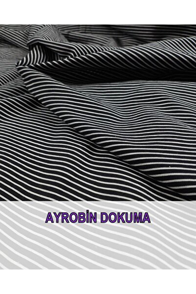 Kumaş Parça Чорно-біла смугаста тканина Aerobin Ширина: 150