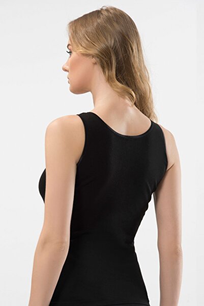 TÜREN Women's U-Neck Strap Camisole 2-Pack Cotton Undershirt 211/Black 211/Black