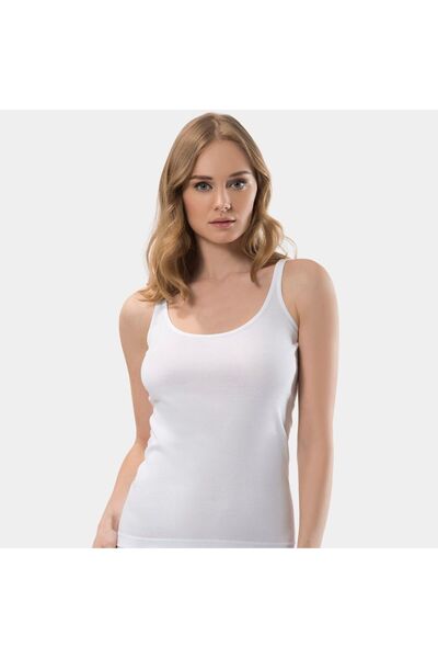 TÜREN Women's U-Neck Strap 2-Piece Camisole Undershirt 289/White