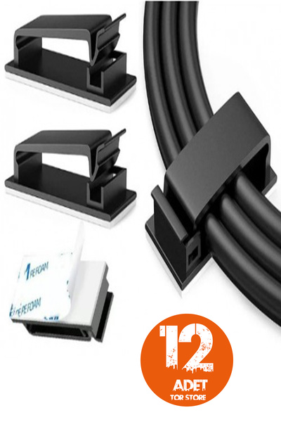 Tor Store 12'li Set Kendinden Yapışkanlı Kablo Düzenleyici Tutucu Tırnaklı Klips