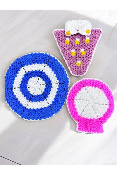 Dantelux Hand Knitted 3Pcs Mixed Model Washcloth Set