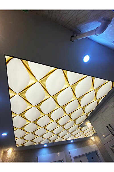 poster marketi Altın Geometrik Gergi Tavan | Lüks ve Modern Tasarım | Özel Ür...