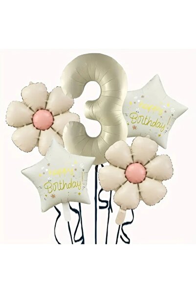 DÜVENCİ TİCARET KREM PAPATYA FOLYO BALONLU YAŞ BALON SET