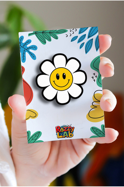Rozzy Lab Papatya Gülücük Smile - Rozet - Broş - Yaka Çanta Aksesuar