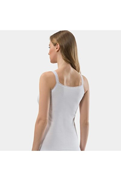 TÜREN Women's Lace Strap Camisole 2-Pack Cotton Undershirt 215/White