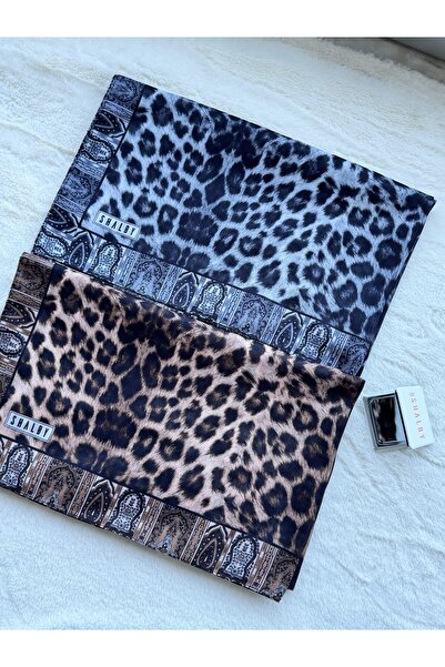 shalby Set de 2 șaluri din bumbac cu model etnic leopard hijab și oglindă de machiaj Shalby
