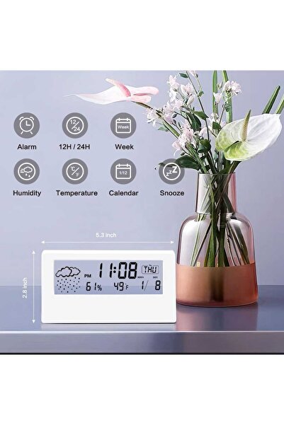 mr shopping MR Masa Saati, Dijital Çalar Saat, Şeffaf Modern Tasarım, Sıcaklı...